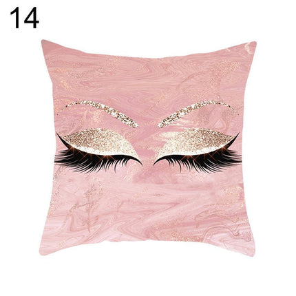 Eyelash Pattern Decorative Pillow Cover with Zipper - Chic Home Accent
