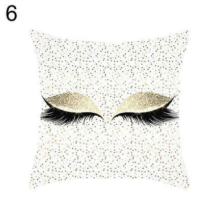 Eyelash Pattern Decorative Pillow Cover with Zipper - Chic Home Accent - Très Elite