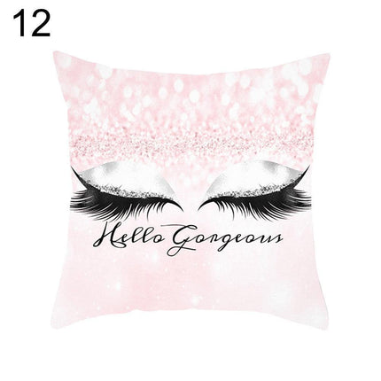 Eyelash Pattern Decorative Pillow Cover with Zipper - Chic Home Accent