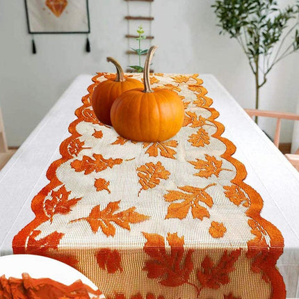 Fall Harvest Maple Leaf Lace Table Runner - Bring Seasonal Elegance to Your Dining Experience - Très Elite