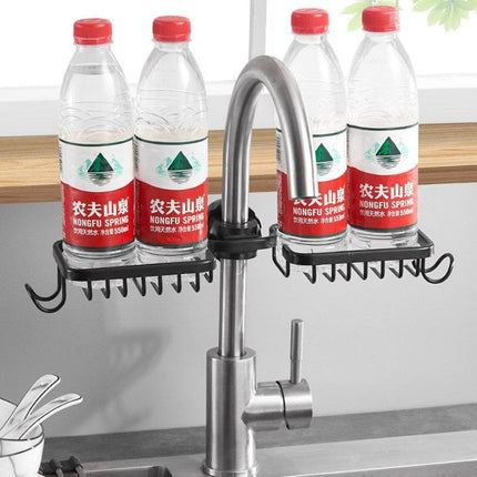 Faucet-Mounted Kitchen Storage Solution with Shelf