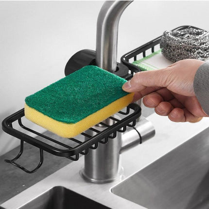 Faucet-Mounted Kitchen Storage Solution with Shelf