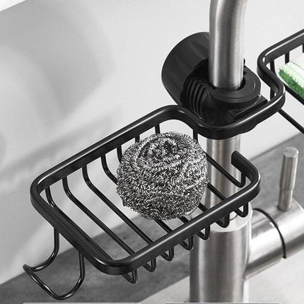 Faucet-Mounted Kitchen Storage Solution with Shelf