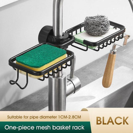 Faucet-Mounted Kitchen Storage Solution with Shelf