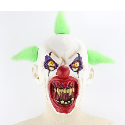 Fearsome Clown Latex Full-Face Mask - Premium Quality for Halloween and Cosplay Events.