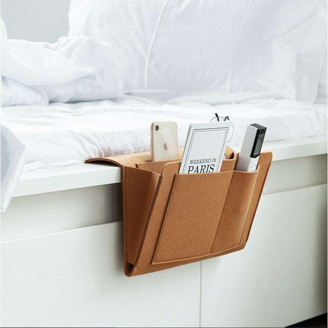 Felt Bedside Storage Pouch - Chic Organizer for Remote, Phone, and Glasses