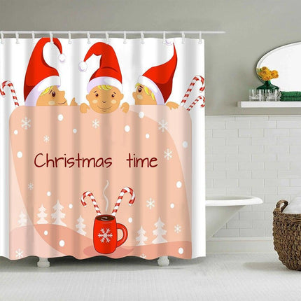 Festive Christmas Shower Curtain Set with Santa and Snowman Designs - Très Elite