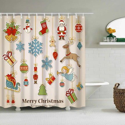 Festive Christmas Shower Curtain Set with Santa and Snowman Designs - Très Elite