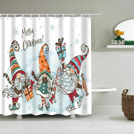 Festive Christmas Shower Curtain Set with Santa and Snowman Designs - Très Elite