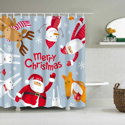 Festive Christmas Shower Curtain Set with Santa and Snowman Designs - Très Elite