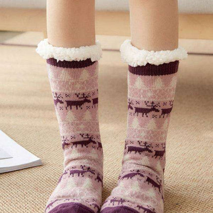 Festive Comfort Cotton Slipper Socks for Winter Warmth