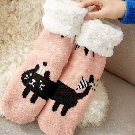 Festive Comfort Cotton Slipper Socks for Winter Warmth