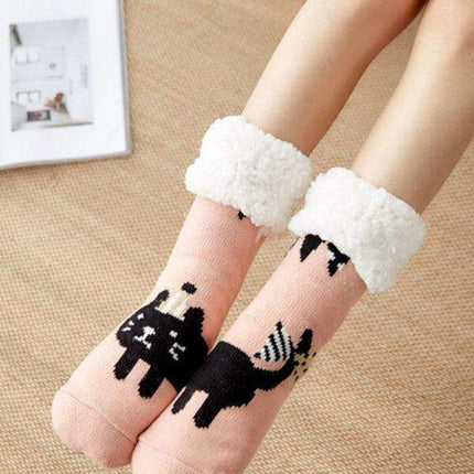 Festive Comfort Cotton Slipper Socks for Winter Warmth