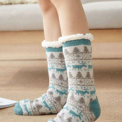 Festive Comfort Cotton Slipper Socks for Winter Warmth