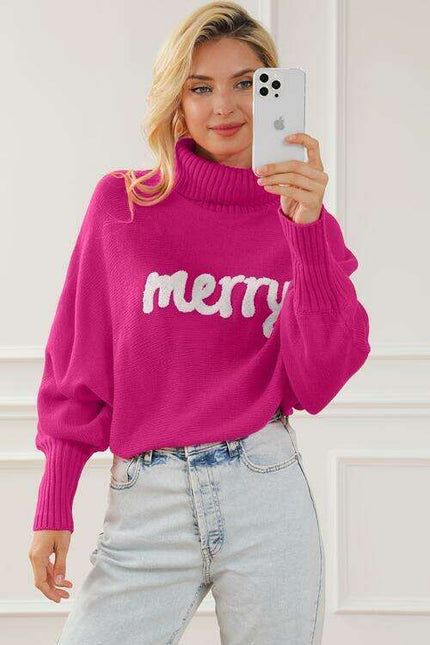 Festive Cozy Knit Turtleneck Sweater