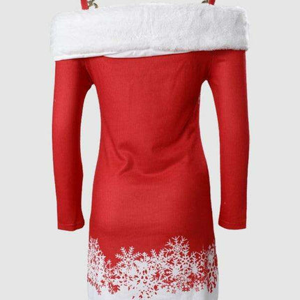 Festive Elegance: Women's Stylish Party Dress with Luxe Faux Fur Details - Très Elite