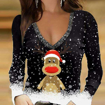 Festive Elk-Themed Sweater Dress for the Holiday Season