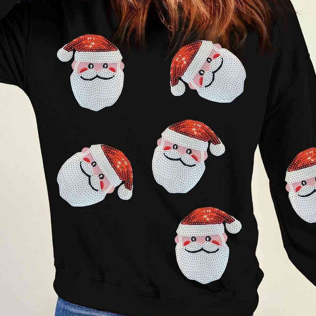 Festive Glitter Santa Crew Neck Sweater – Sparkling Holiday Chic