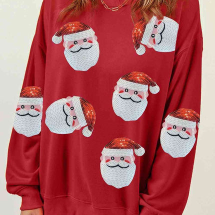 Festive Glitter Santa Crew Neck Sweater – Sparkling Holiday Chic - Très Elite
