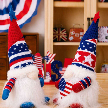 Festive Illuminated Gnome Ensemble for Patriotic Home Decor