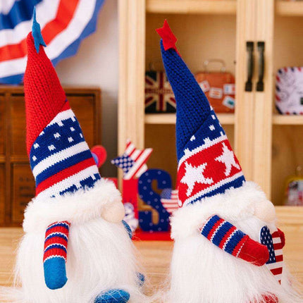 Festive Illuminated Gnome Ensemble for Patriotic Home Decor
