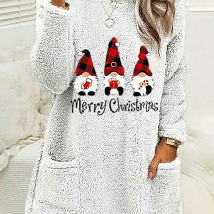 Festive Plush Christmas Sweatshirt for Women with Cozy Pockets - Très Elite