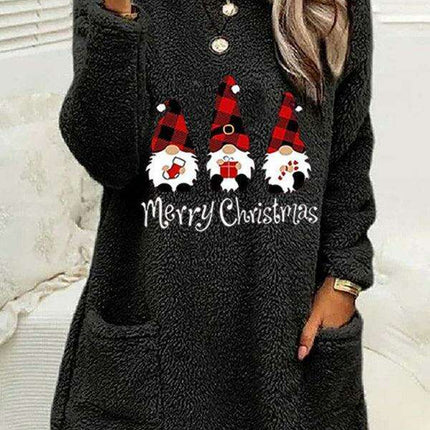 Festive Plush Christmas Sweatshirt for Women with Cozy Pockets