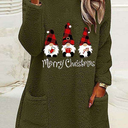 Festive Plush Christmas Sweatshirt for Women with Cozy Pockets