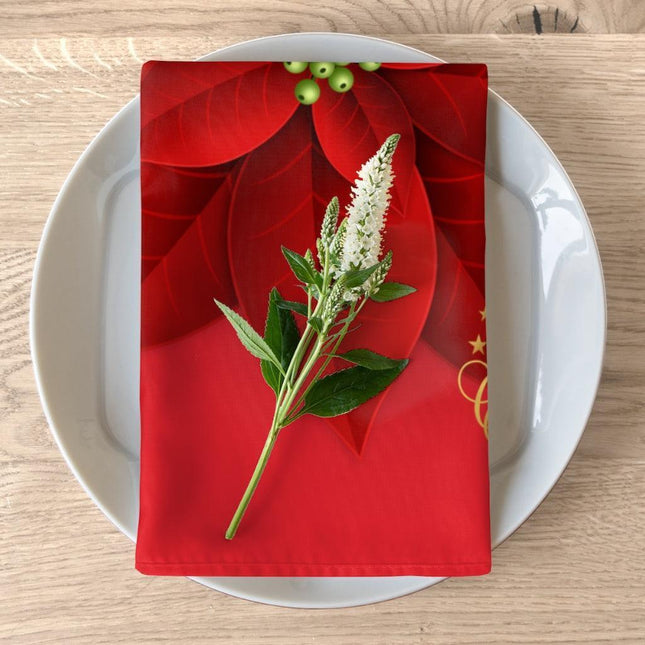 Festive Red Holiday Napkin Set - Set of 4 for Elegant Winter Gatherings