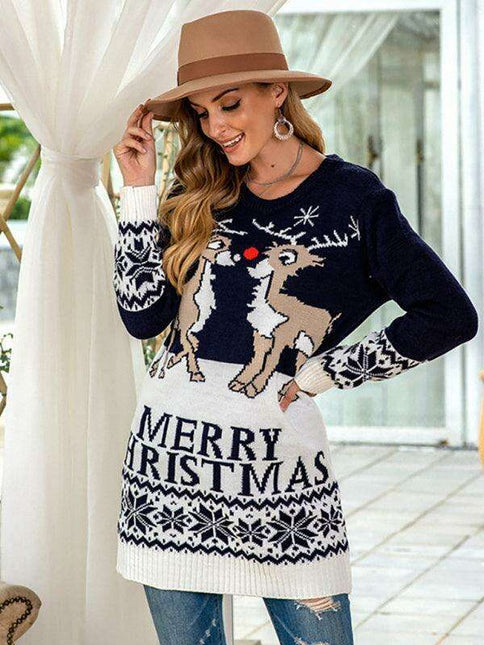 Festive Reindeer Knit Sweater - Winter Wardrobe Essential