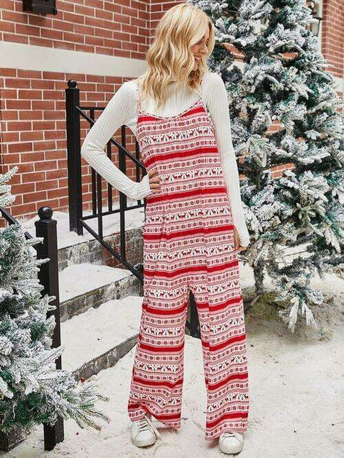Festive Season Christmas Color Block Jumpsuit