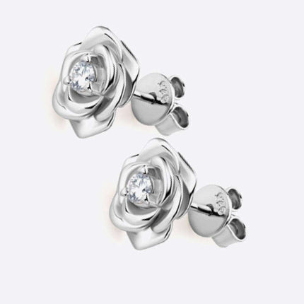 Floral Elegance: Lab-Grown Diamond Sterling Silver Earrings
