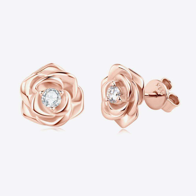 Floral Elegance: Lab-Grown Diamond Sterling Silver Earrings