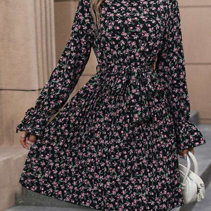 Floral Elegance Long Sleeve Dress - Effortless Year-Round Chic - Très Elite