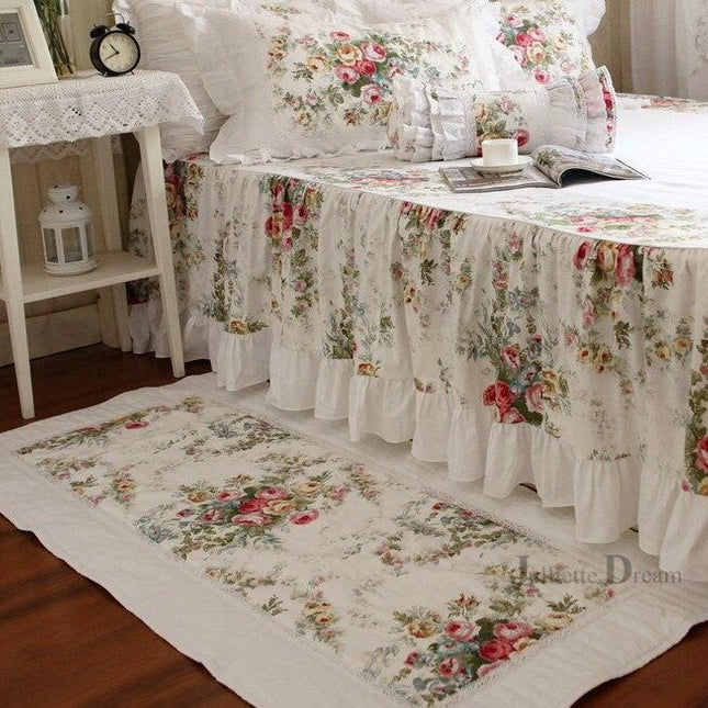 Floral Serenity Cotton Quilted Area Rug - Timeless Allure