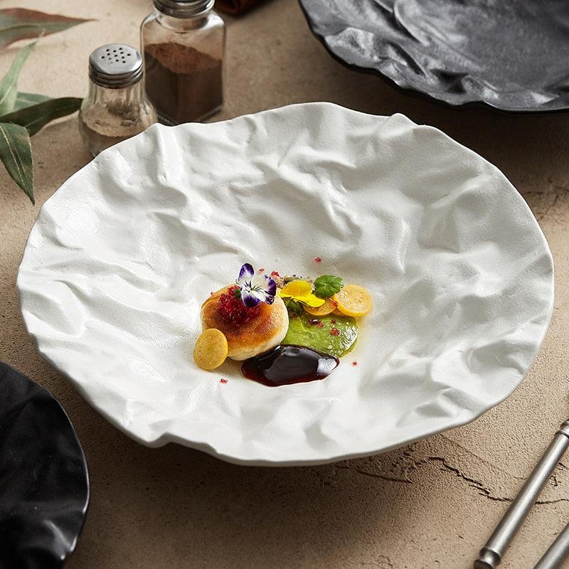 Premium Folding Deep Plate - Exquisite Japanese and Western-Style Ceramic Tableware Très Elite