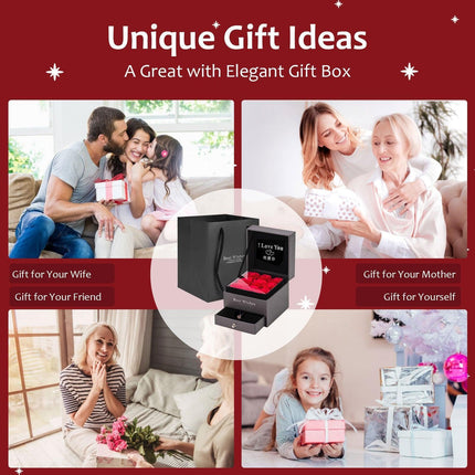 Forever Yours Gift Collection: Preserved Rose with Heartfelt Necklace - Handmade Romantic Treasure for Her