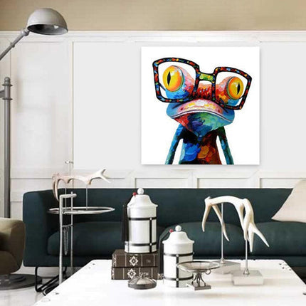 Funky Frog with Spectacles Canvas Art - Playful Modern Wall Decor - Très Elite