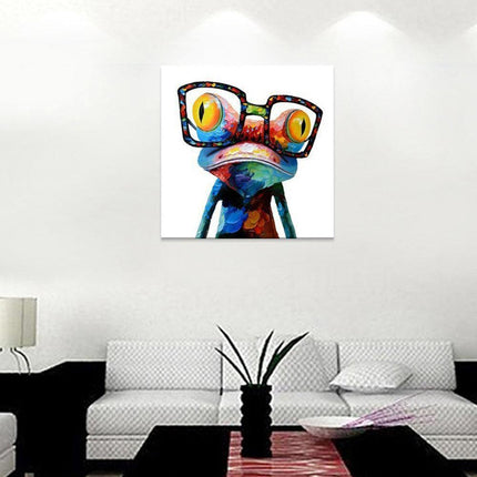 Funky Frog with Spectacles Canvas Art - Playful Modern Wall Decor - Très Elite