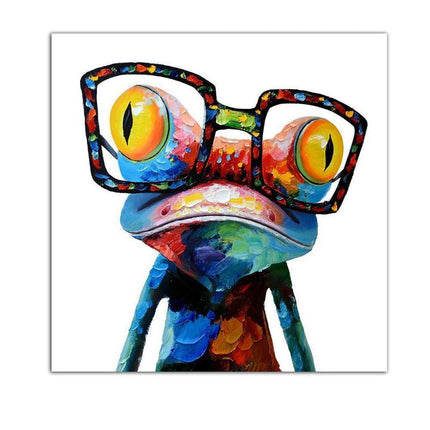 Funky Frog with Spectacles Canvas Art - Playful Modern Wall Decor - Très Elite