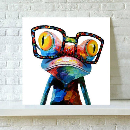 Funky Frog with Spectacles Canvas Art - Playful Modern Wall Decor - Très Elite