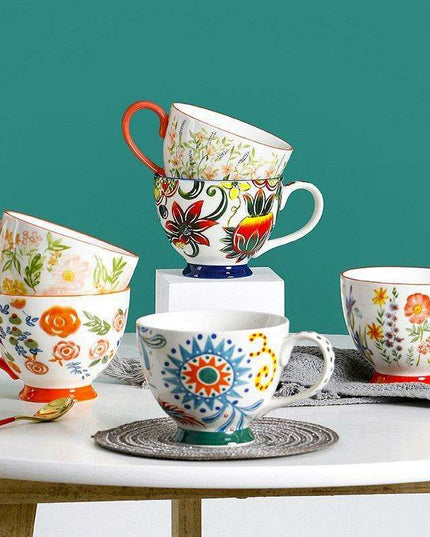 Elegant Floral Porcelain Drinking Mug - Your Ideal Beverage Companion