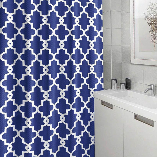 Geometric Pattern Waterproof Fabric Shower Curtain for Chic Bathrooms