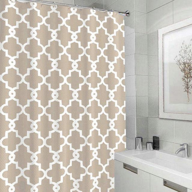 Geometric Pattern Waterproof Fabric Shower Curtain for Chic Bathrooms