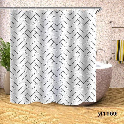 Geometric Plaid Shower Curtain with Personalized Charm