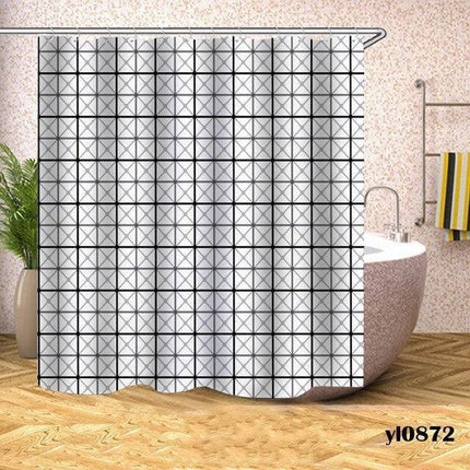Geometric Plaid Shower Curtain with Personalized Charm