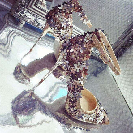Glamorous Floral Sequin Bridal Heels for Unforgettable Events - Très Elite
