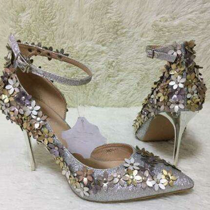 Glamorous Floral Sequin Bridal Heels for Unforgettable Events - Très Elite