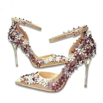 Glamorous Floral Sequin Bridal Heels for Unforgettable Events - Très Elite