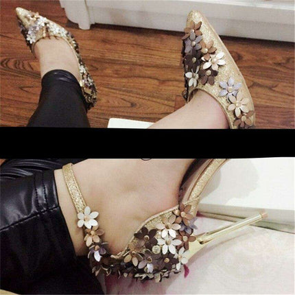 Glamorous Floral Sequin Bridal Heels for Unforgettable Events - Très Elite